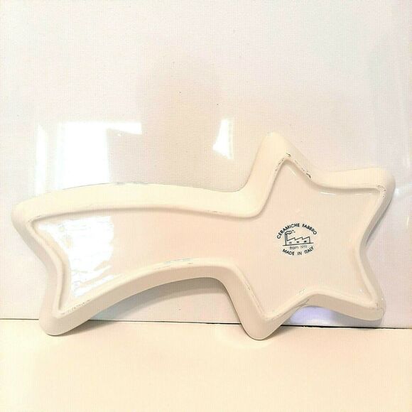 Christmas Tidbit Tray Shooting Star  Snow Ceramiche Fabbro Made in Italy - Picture 2 of 5